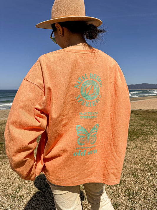 HEMP LONG SLEEVE TEE WIDE 3 PAPAYA